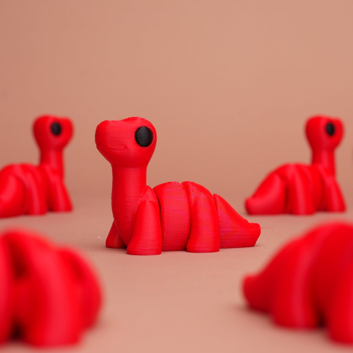 Flexi Baby Brontosaurus – 3D Printed Red Dinosaur Toy
