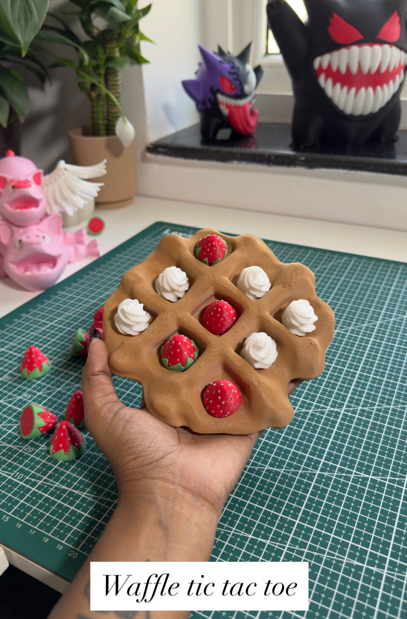 π Waffle Tic Tac Toe β Strawberry & Cream Edition