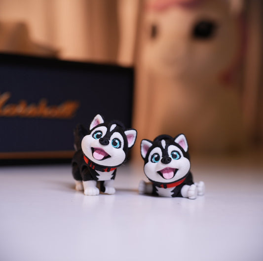 Cute Husky Puppy Toy 🐺 | Chibi 3D Printed Mini Figure | Desk Decor & Gift