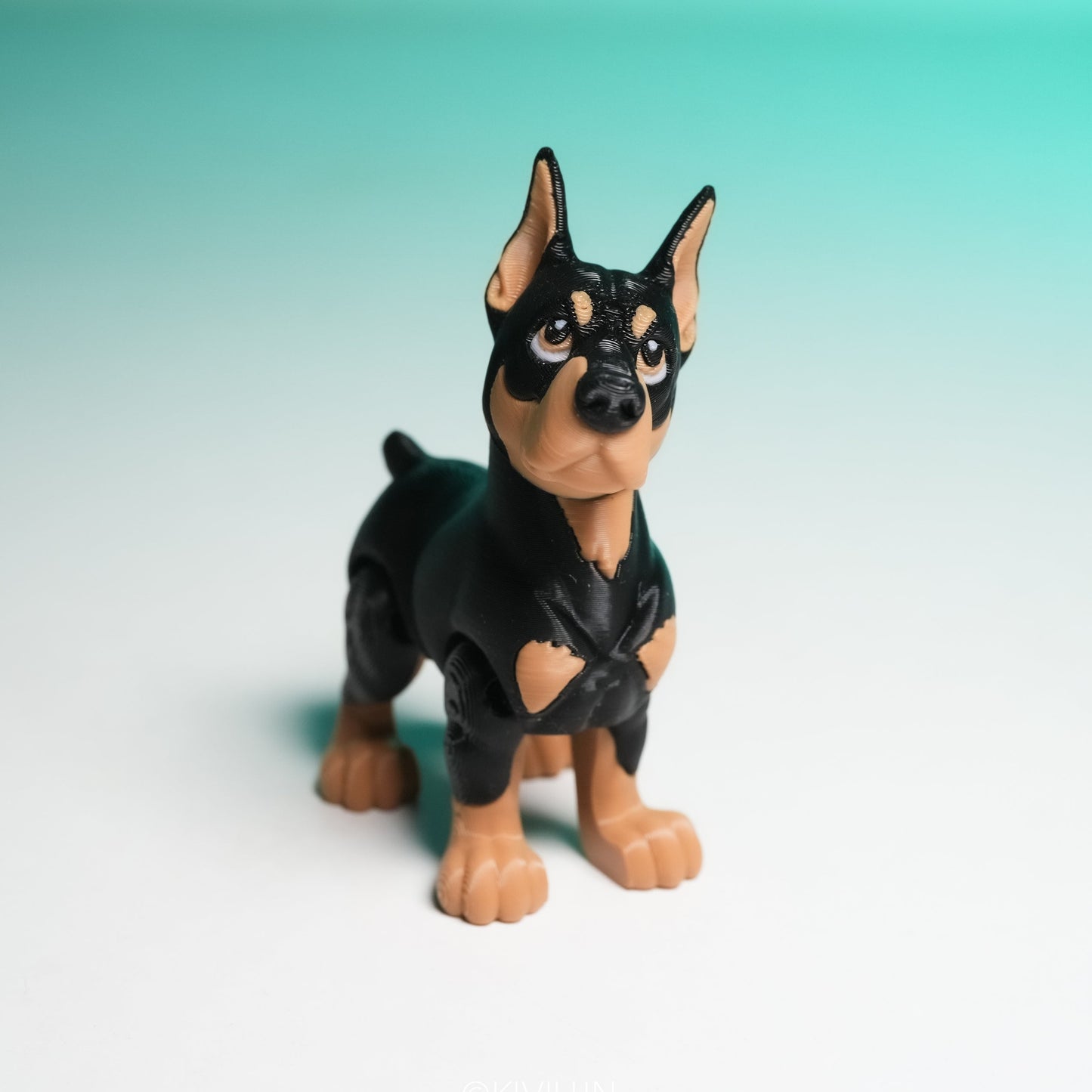 Flexi Doberman Puppy – 3D Printed Articulated Dog Toy (Black & Tan)
