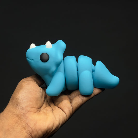 Blue Flexi Dino – Cute 3D Printed Collectible