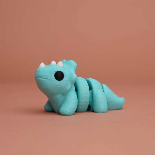 Flexi Baby Triceratops Dragon Toy – 3D Printed, Cute Turquoise Collectible