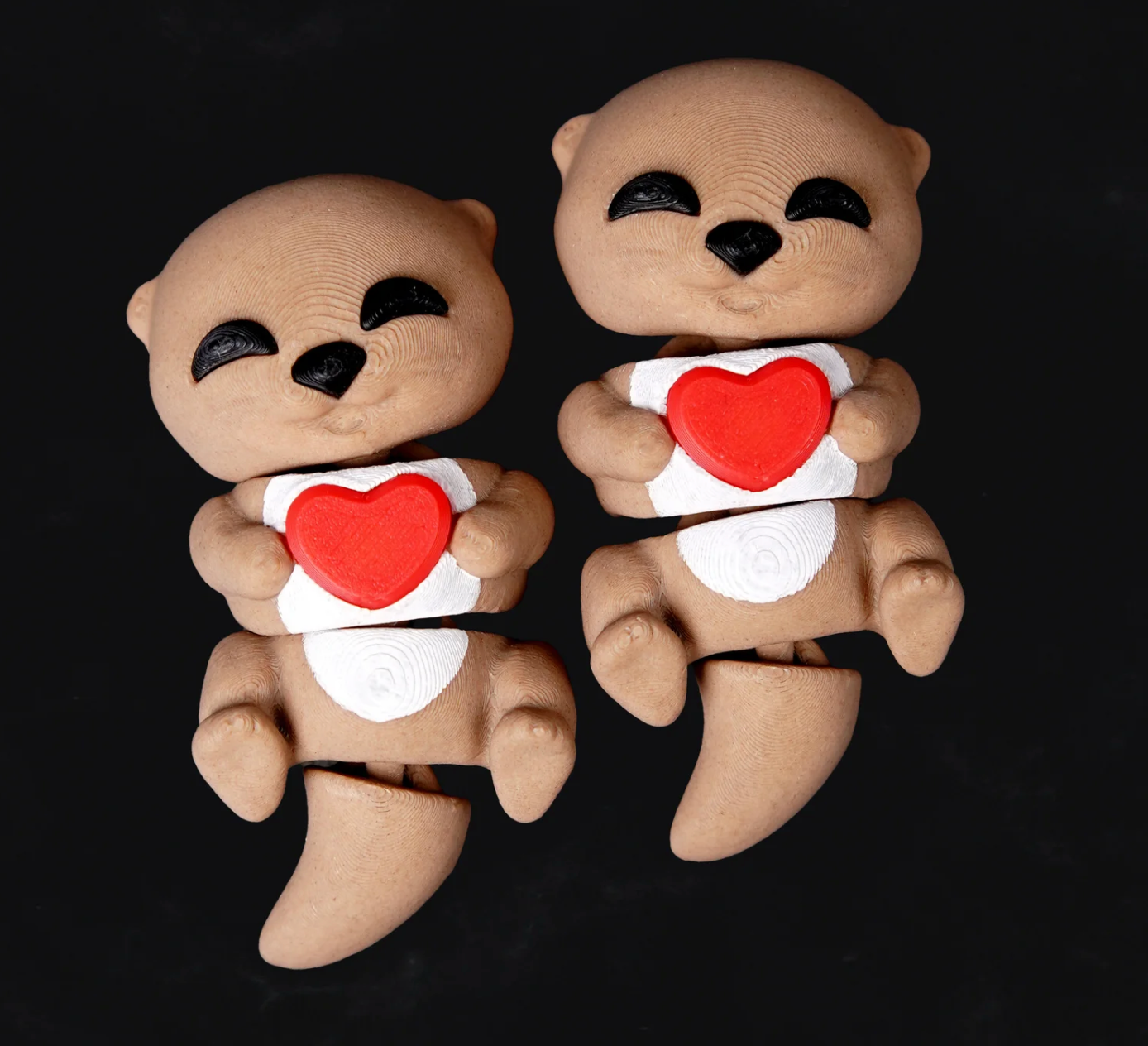 ❤️🦦 Valentine’s Day Flexi Baby Otters (Magnetic Heart – Set of 2)