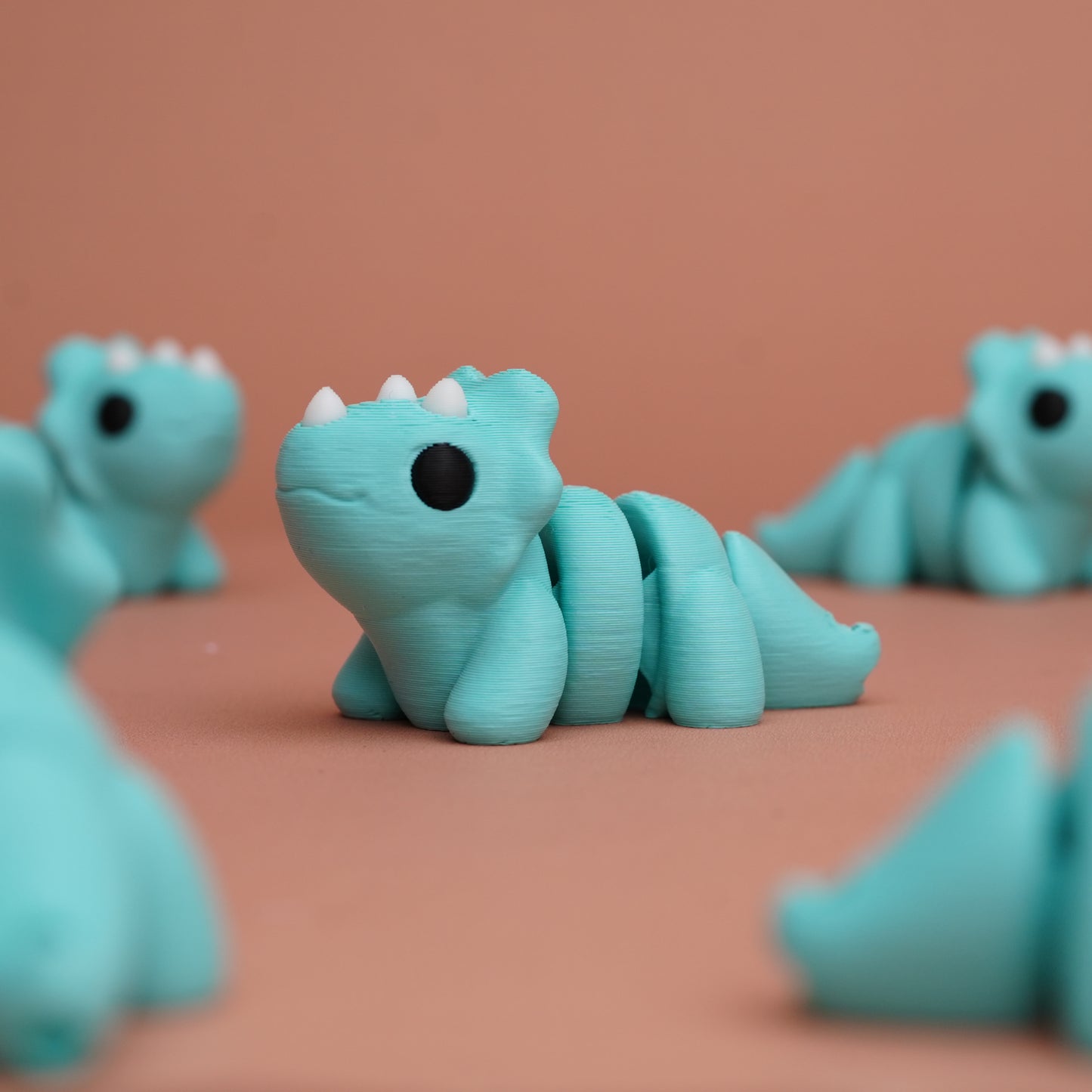 Flexi Baby Triceratops Dragon Toy – 3D Printed, Cute Turquoise Collectible