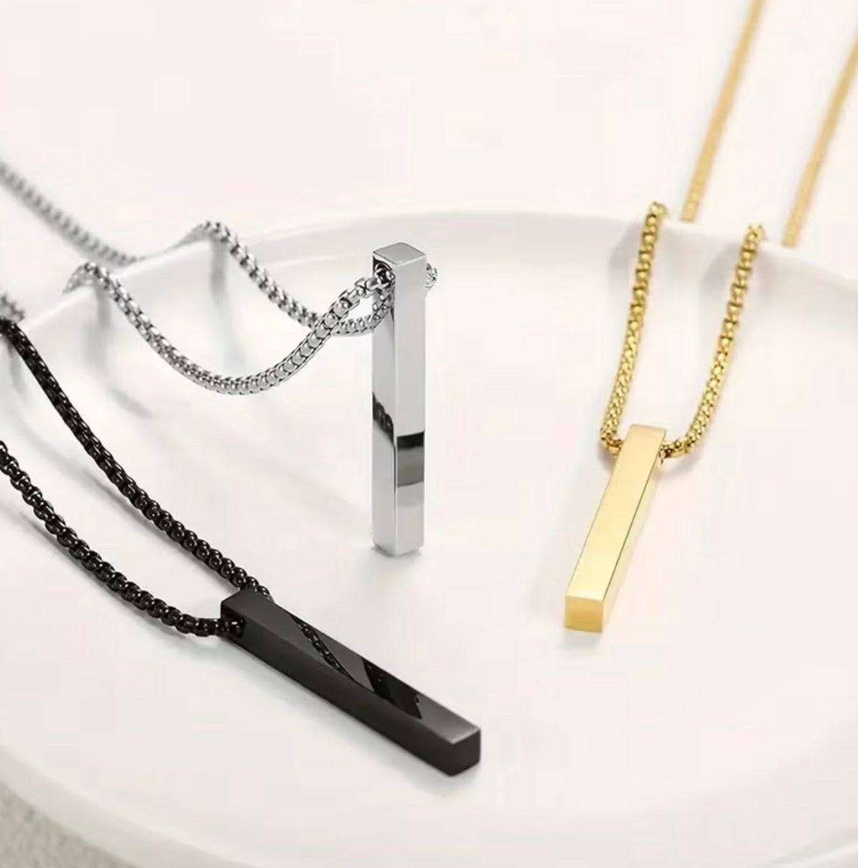 Personalized Bar Necklace ✨ Custom Name Engraved Gift (Gold/Silver/Black)