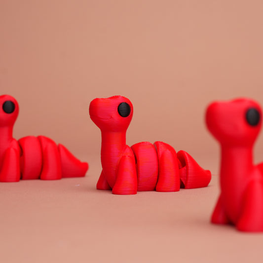 Flexi Baby Brontosaurus – 3D Printed Red Dinosaur Toy