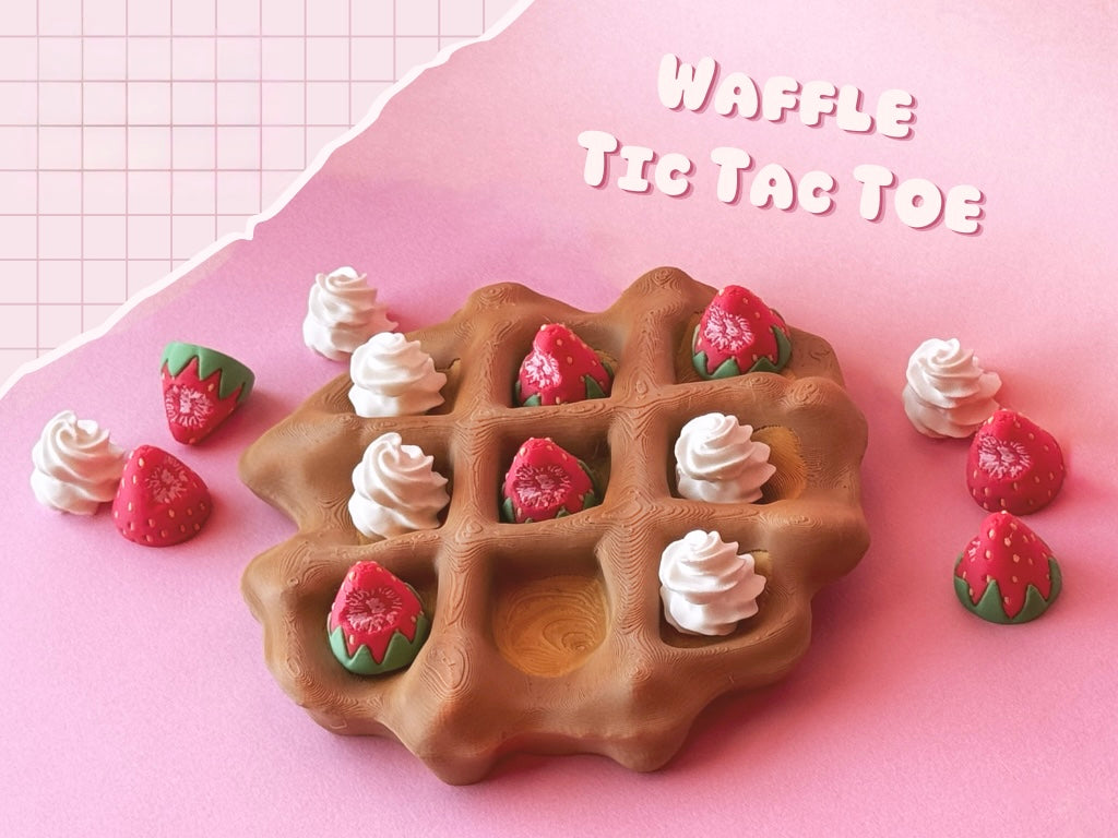 🍓 Waffle Tic Tac Toe – Strawberry & Cream Edition