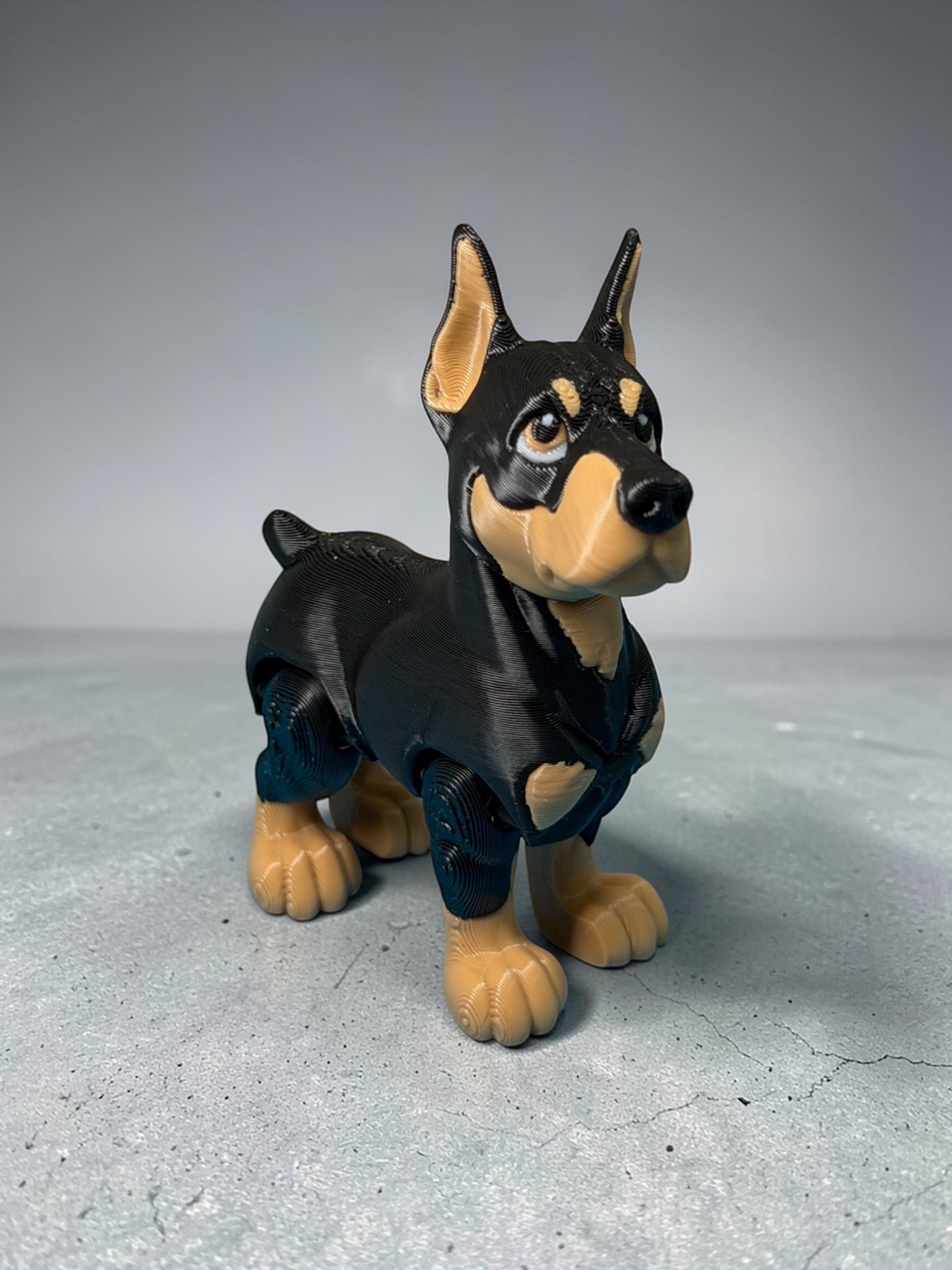 Flexi Doberman Puppy – 3D Printed Articulated Dog Toy (Black & Tan)