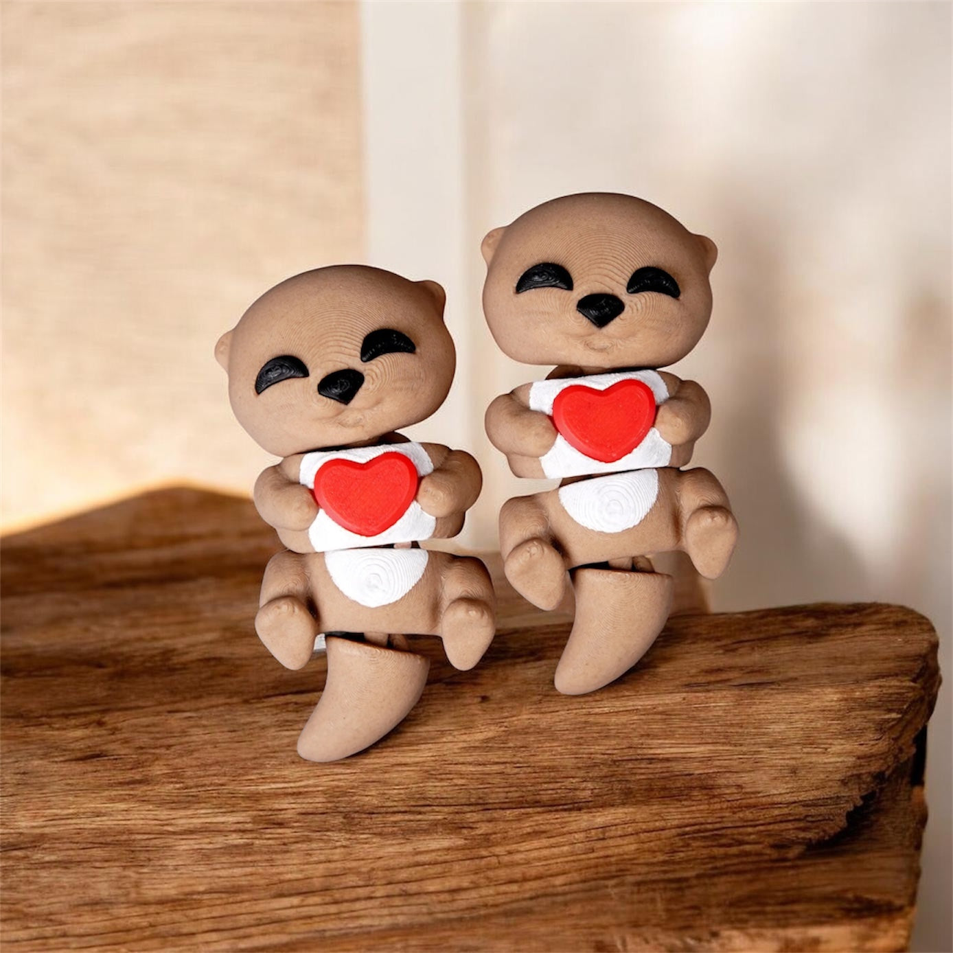 ❤️🦦 Valentine’s Day Flexi Baby Otters (Magnetic Heart – Set of 2)